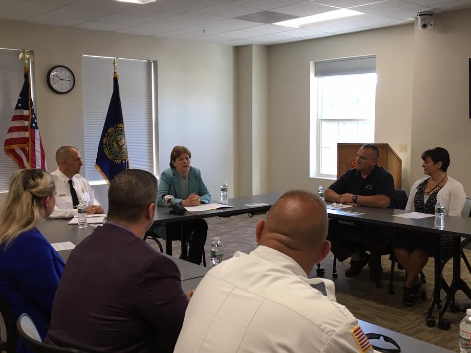 Shaheen participating in the roundtable discussion on PFAS in firefighters' gear at the Goffstown Fire Department